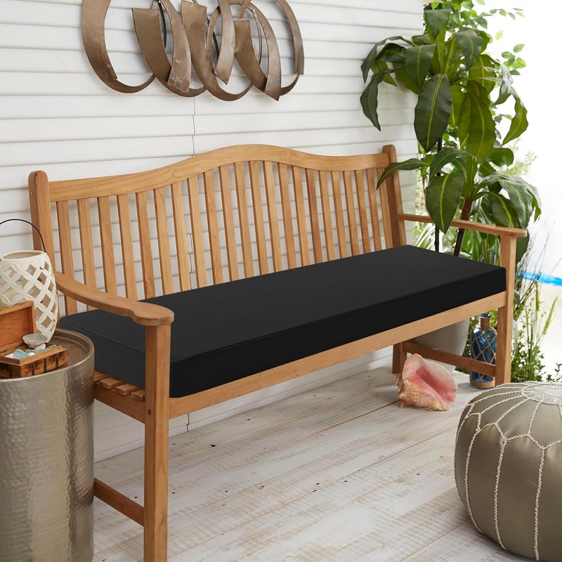 Summsun Outdoor Bench Cushion: Waterproof and Fade Resistant Patio Furniture Cushions - Non-Slip Bench Pad Cushion with Removable Cover for Garden Swing Porch Sofa Settee, 42 x 18 Inch, Black - Image 2